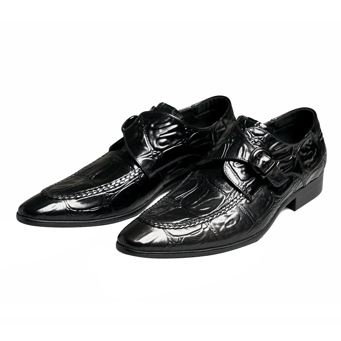 Buckle Mengke Leather Shoes Men's Genuine Leather Formal Men's Shoes Trendy Men's Slip-on Business Casual Shoes Leather Shoes 69501
