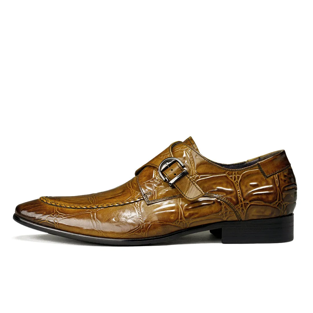 Buckle Mengke Leather Shoes Men's Genuine Leather Formal Men's Shoes Trendy Men's Slip-on Business Casual Shoes Leather Shoes 69501