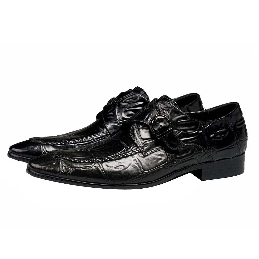 Buckle Mengke Leather Shoes Men's Genuine Leather Formal Men's Shoes Trendy Men's Slip-on Business Casual Shoes Leather Shoes 69501