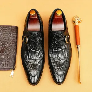 Buckle Mengke Leather Shoes Men's Genuine Leather Formal Men's Shoes Trendy Men's Slip-on Business Casual Shoes Leather Shoes 69501