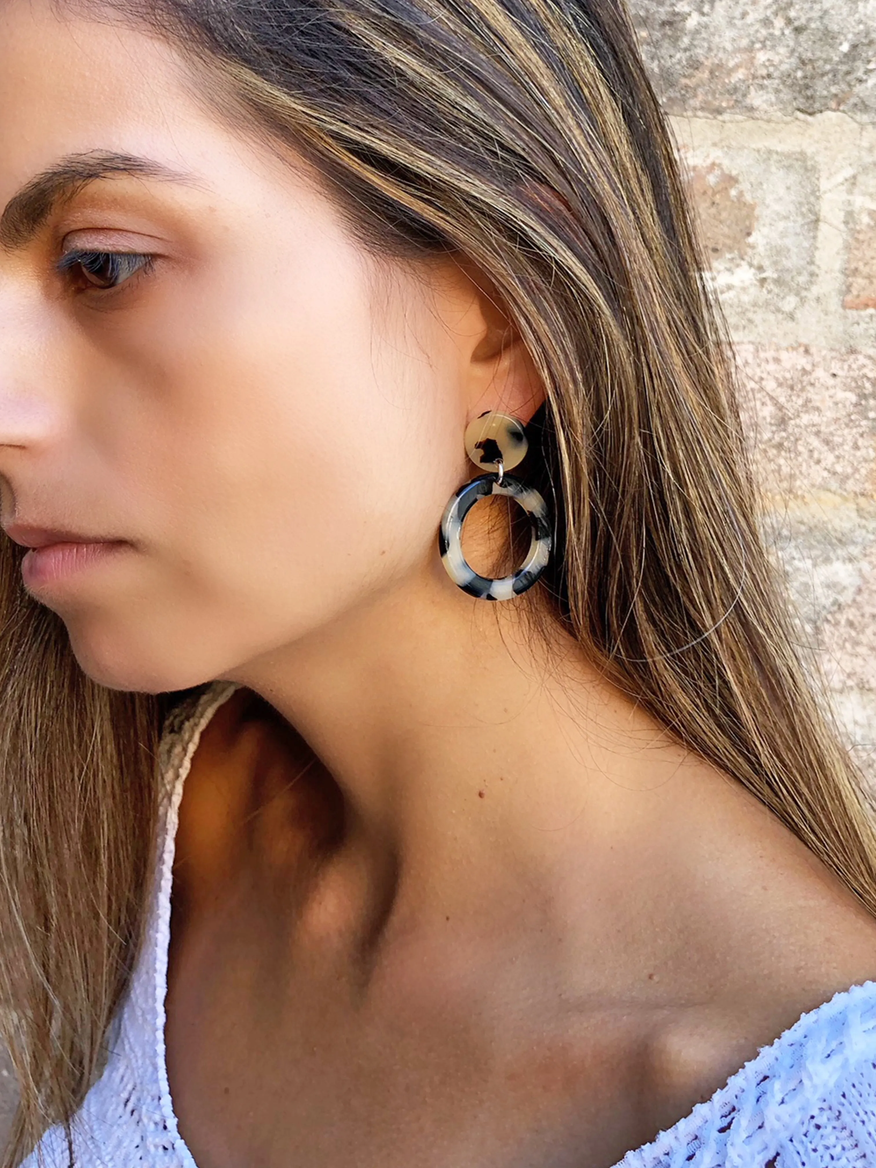 Carla Small Dark Tortoiseshell Drop Earrings