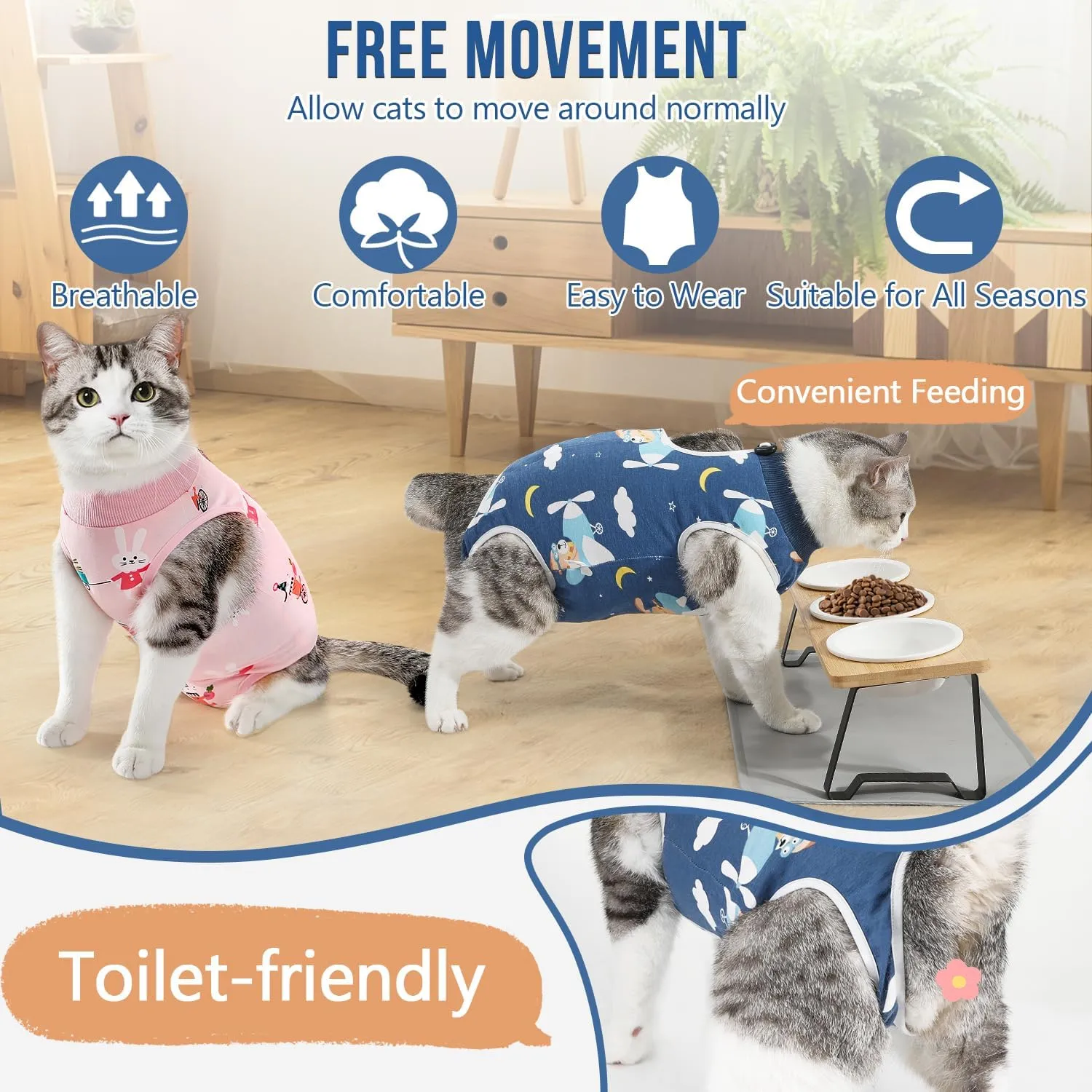 Cat Surgery Recovery Suit - Kitten Onesie for Cats After Surgery, Cone E collar Alternative for Female Male Cats, Surgical Spay Recovery Suit for Abdominal Wound Skin Diseases