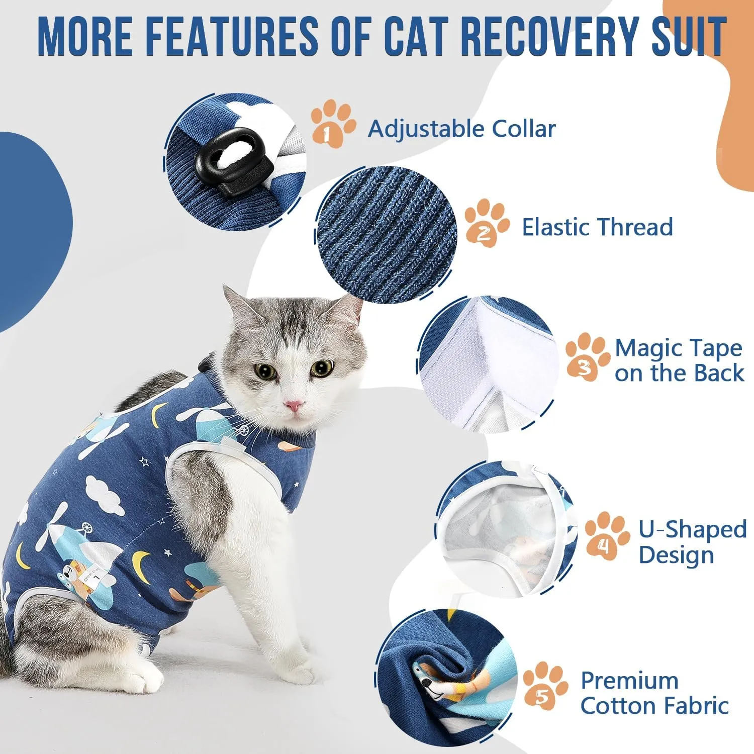Cat Surgery Recovery Suit - Kitten Onesie for Cats After Surgery, Cone E collar Alternative for Female Male Cats, Surgical Spay Recovery Suit for Abdominal Wound Skin Diseases