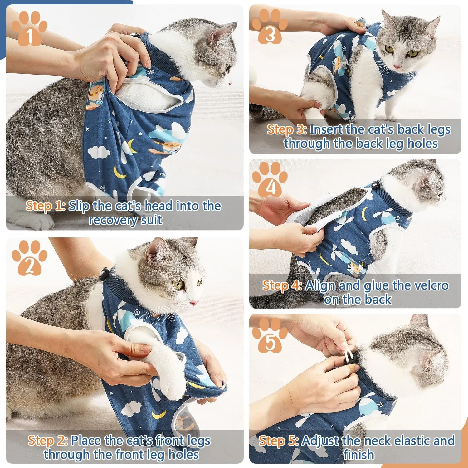 Cat Surgery Recovery Suit - Kitten Onesie for Cats After Surgery, Cone E collar Alternative for Female Male Cats, Surgical Spay Recovery Suit for Abdominal Wound Skin Diseases