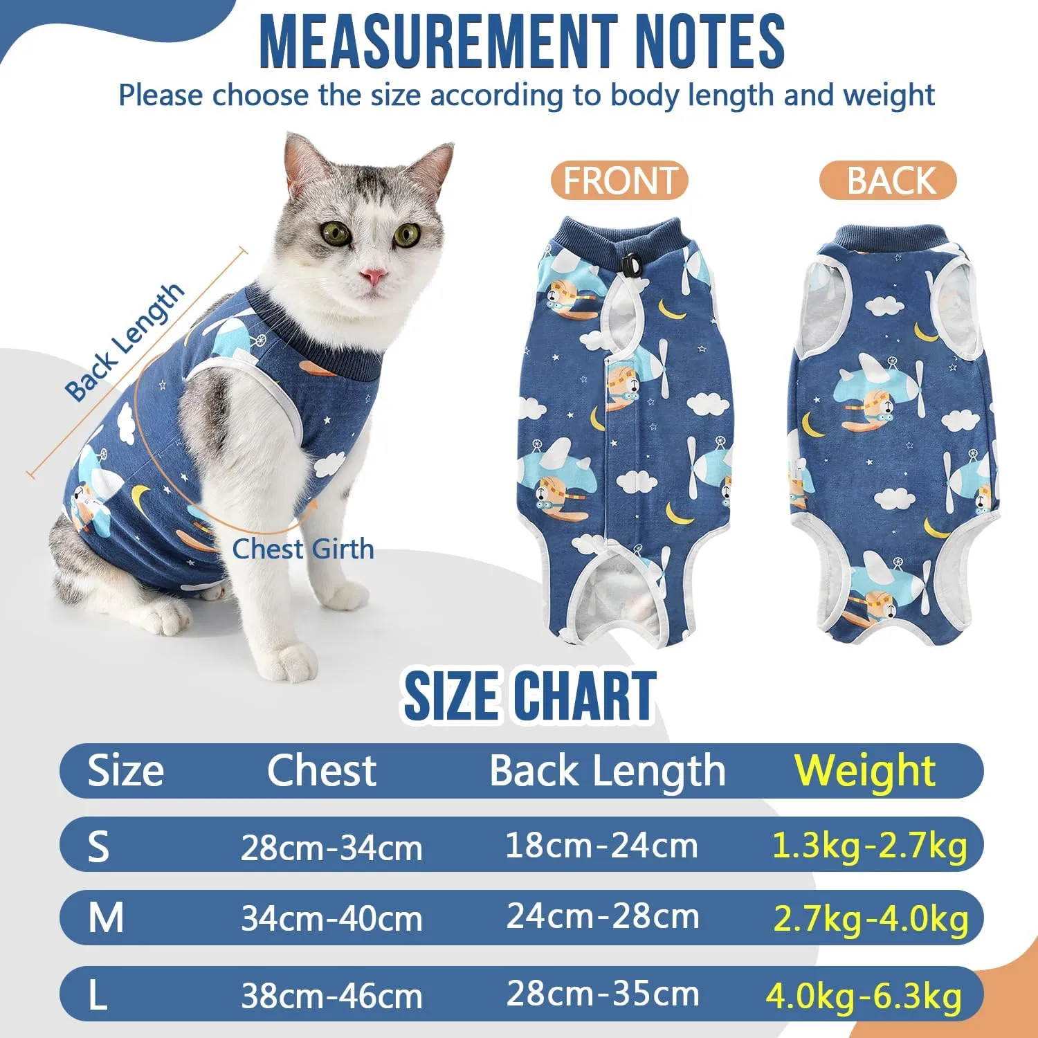 Cat Surgery Recovery Suit - Kitten Onesie for Cats After Surgery, Cone E collar Alternative for Female Male Cats, Surgical Spay Recovery Suit for Abdominal Wound Skin Diseases