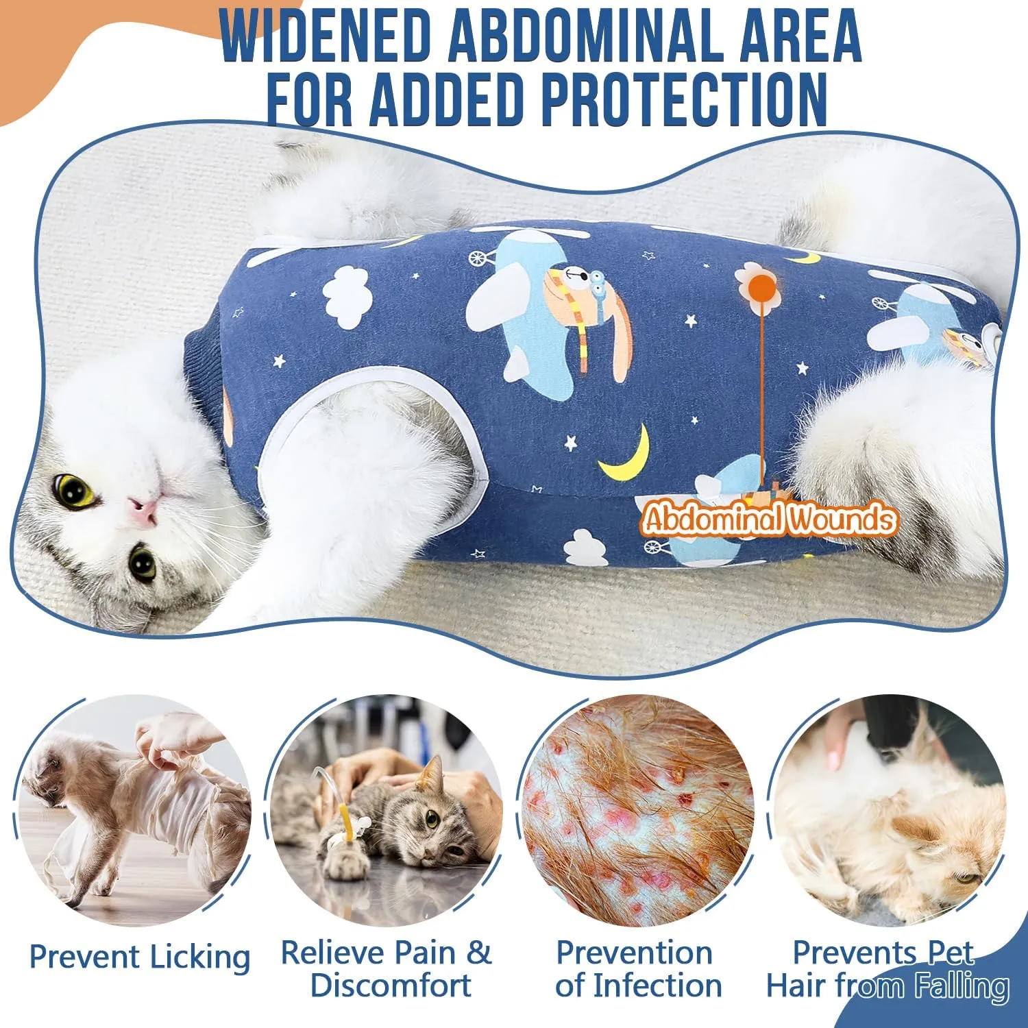 Cat Surgery Recovery Suit - Kitten Onesie for Cats After Surgery, Cone E collar Alternative for Female Male Cats, Surgical Spay Recovery Suit for Abdominal Wound Skin Diseases