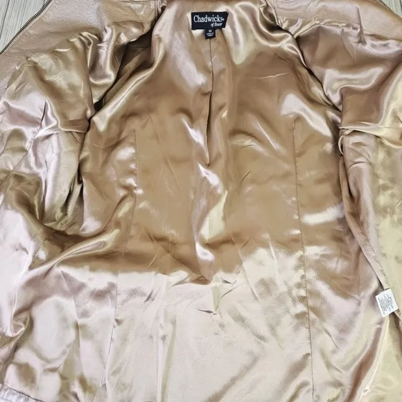 Chadwicks of Boston 90s Tailored Leather Moto Jacket in Blush Pearl Size 14