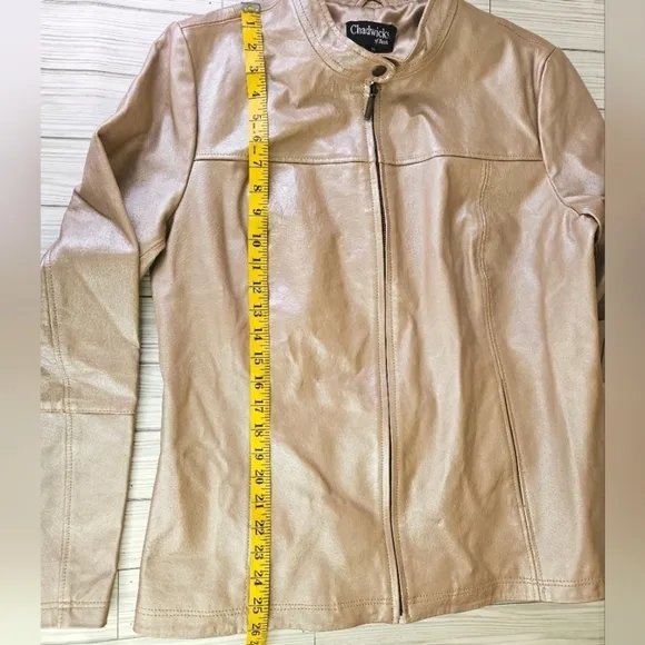 Chadwicks of Boston 90s Tailored Leather Moto Jacket in Blush Pearl Size 14