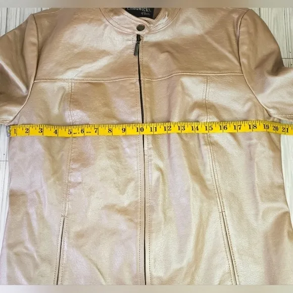 Chadwicks of Boston 90s Tailored Leather Moto Jacket in Blush Pearl Size 14