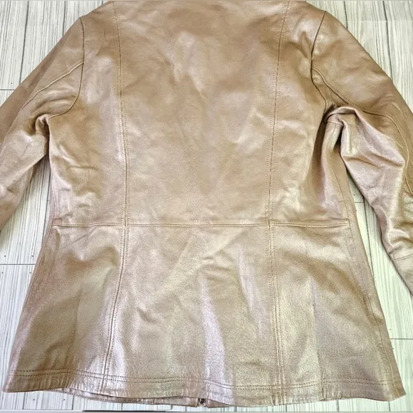 Chadwicks of Boston 90s Tailored Leather Moto Jacket in Blush Pearl Size 14