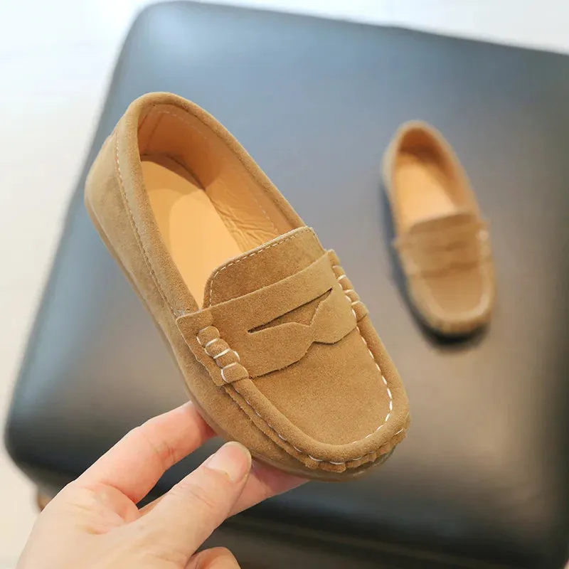 Children's Flats Suede Leather Casual Shoes Solid Slip on Boys Shoes Kids Loafers Girls Dress Party Shoe