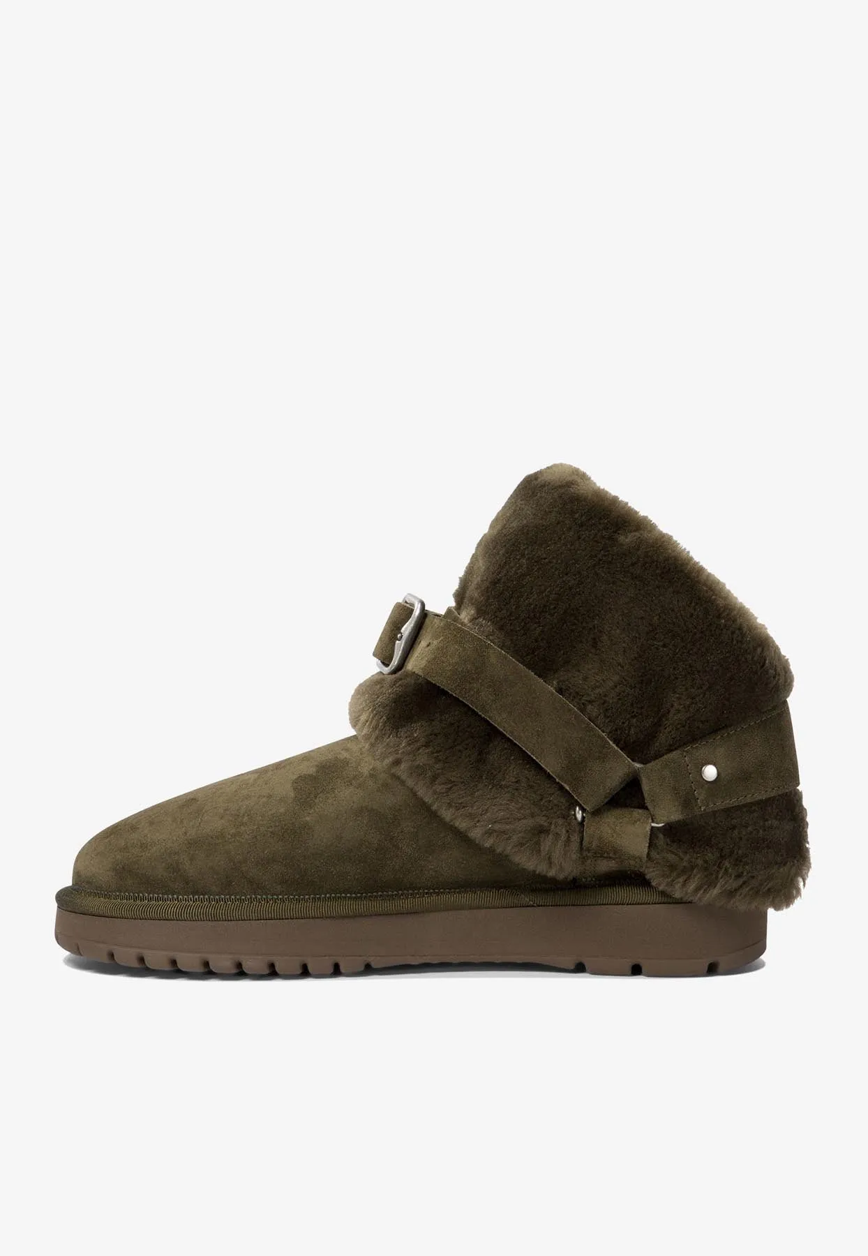 Chubby Buckled Shearling Ankle Boots
