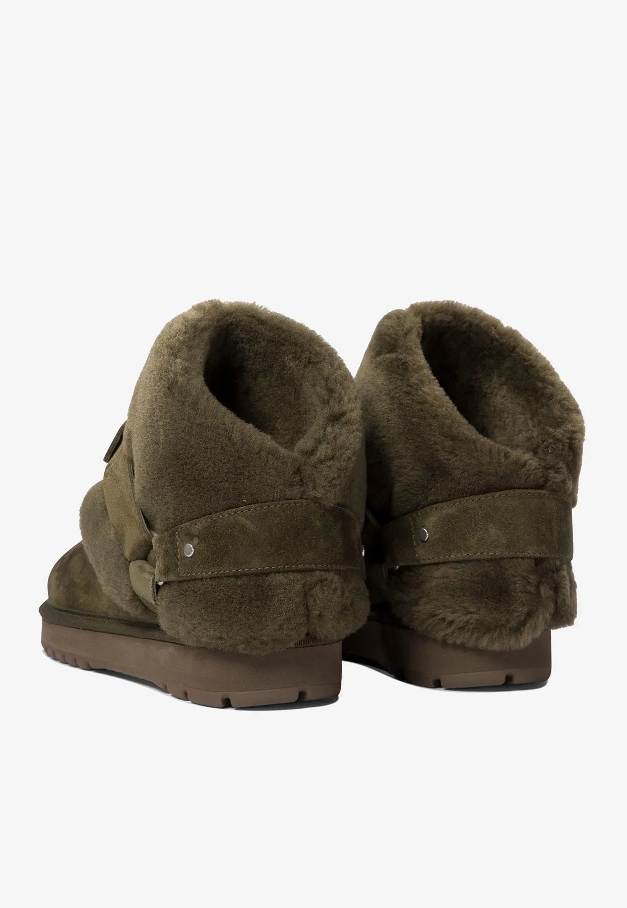 Chubby Buckled Shearling Ankle Boots