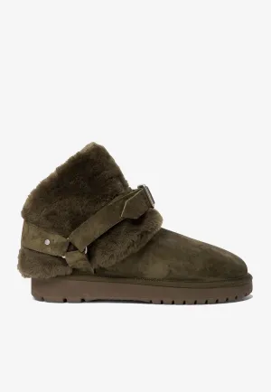Chubby Buckled Shearling Ankle Boots