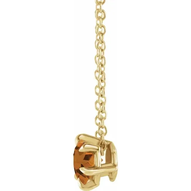 Citrine Solitaire November Birthstone Necklace - Special Order