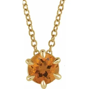 Citrine Solitaire November Birthstone Necklace - Special Order