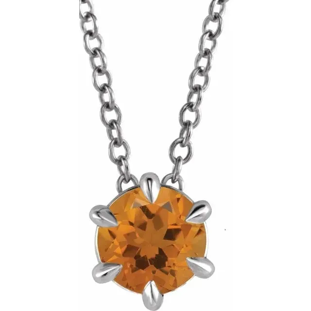 Citrine Solitaire November Birthstone Necklace - Special Order
