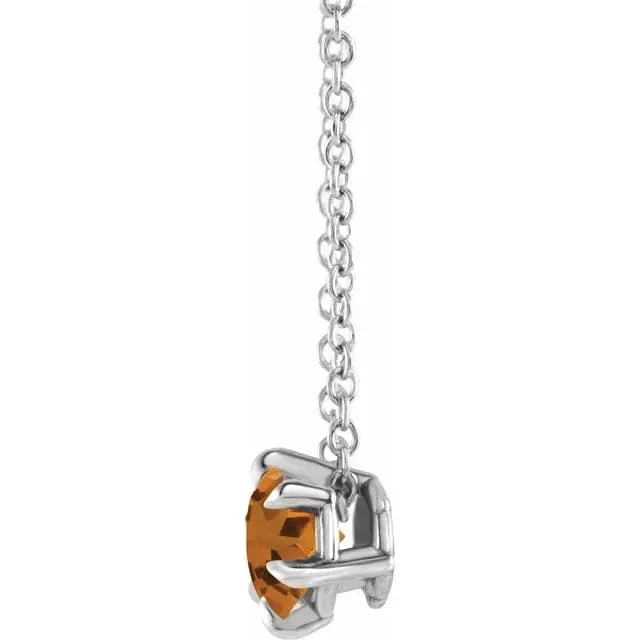 Citrine Solitaire November Birthstone Necklace - Special Order