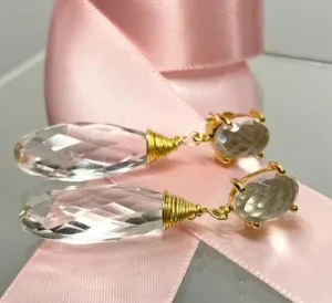 Clear Crystal Quartz Drop Earrings