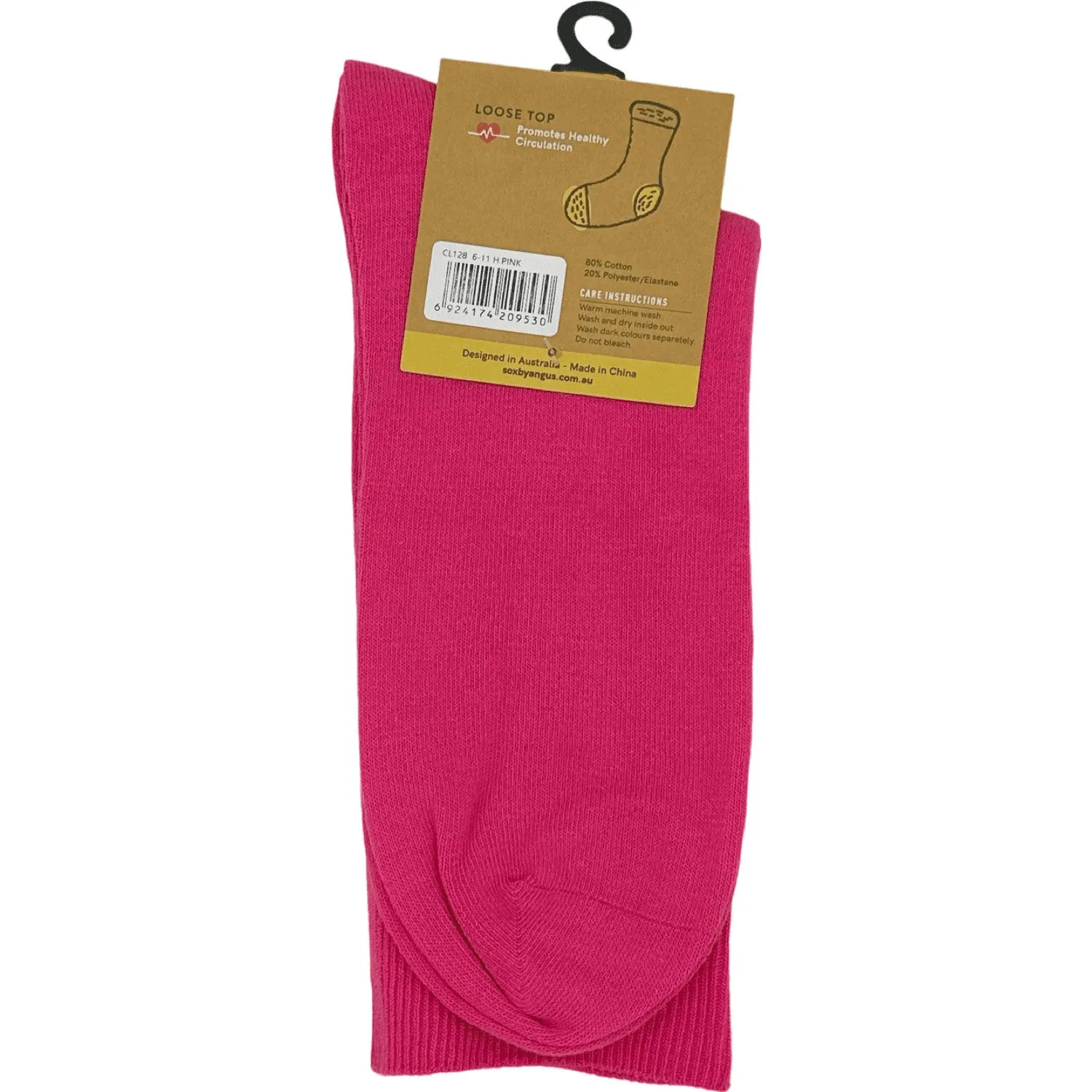 Cotton Loose Top Socks - NO SEAM - Hot Pink
