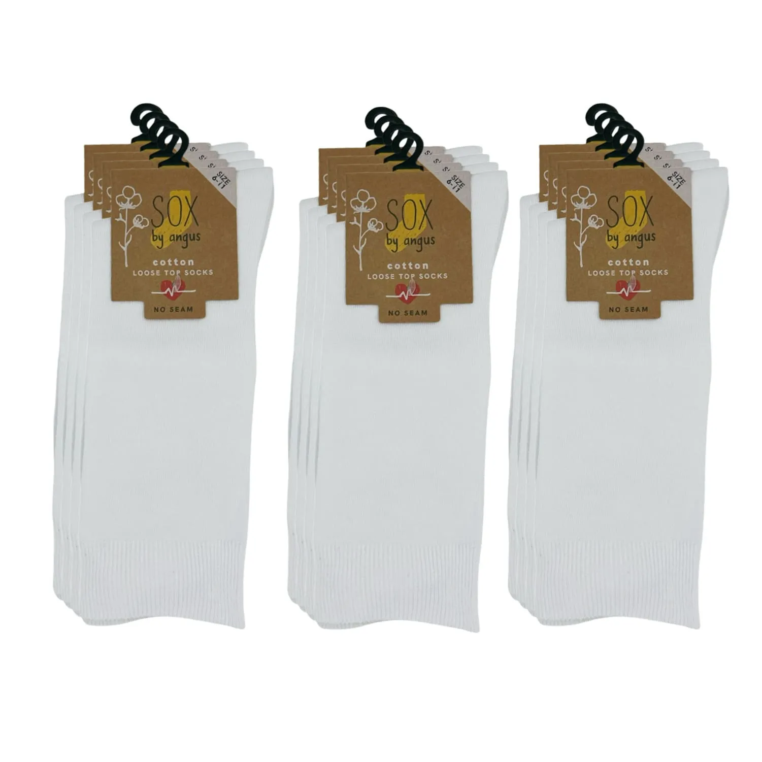 Cotton Loose Top Socks - NO SEAM - White