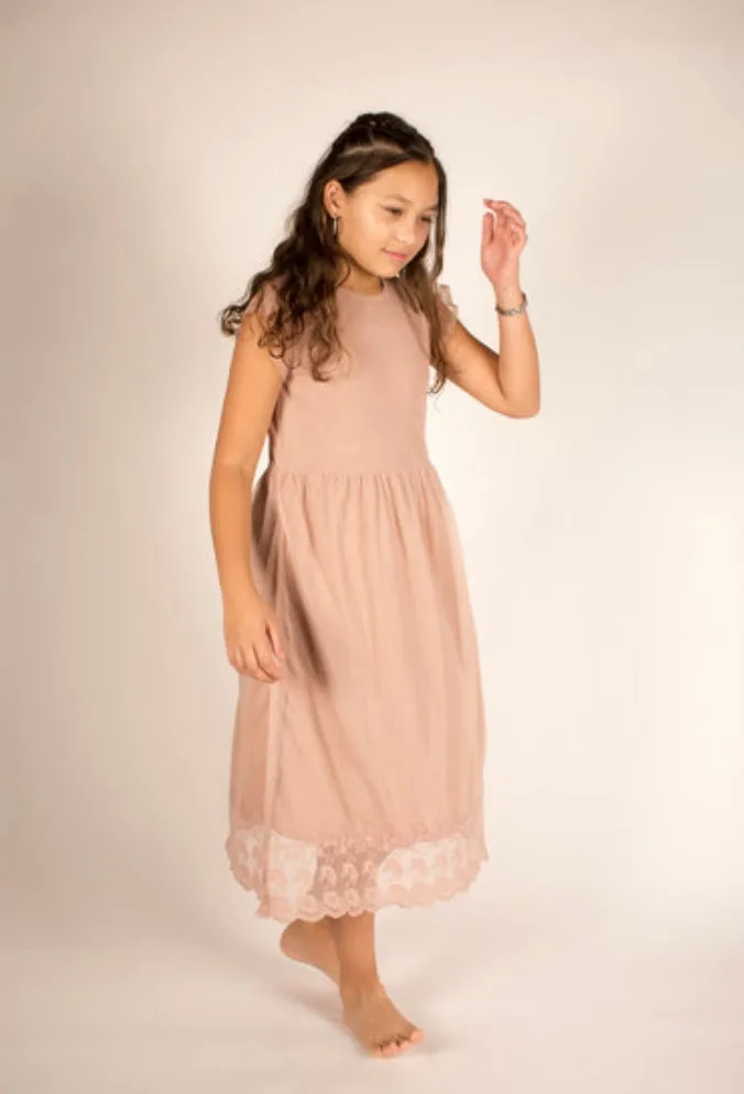 Creamie Adobe Rose Embroidered Dress: Sizes 8 to 14