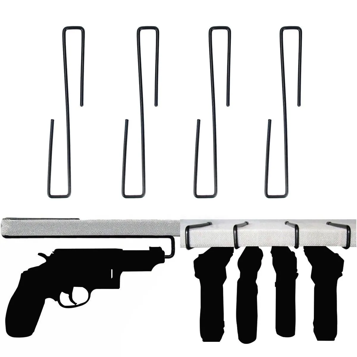 Cyberone Pack of 8 Handgun Pistol Hangers Stainless Steel Gun Hanger Vinyl Coated Hook Shelves Safes