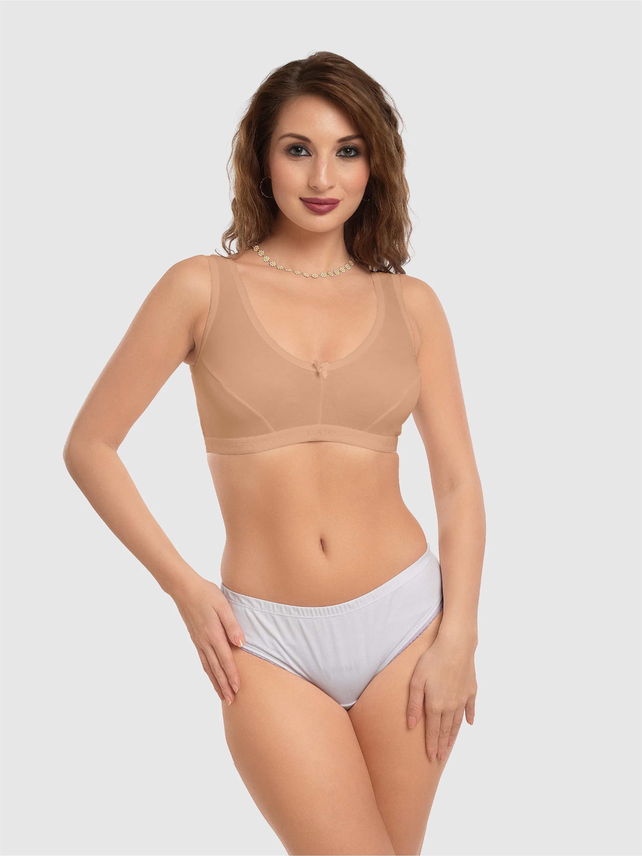 Daisy Dee Beige Non Padded Non Wired Full Coverage Sports Bra NLRA-Beige