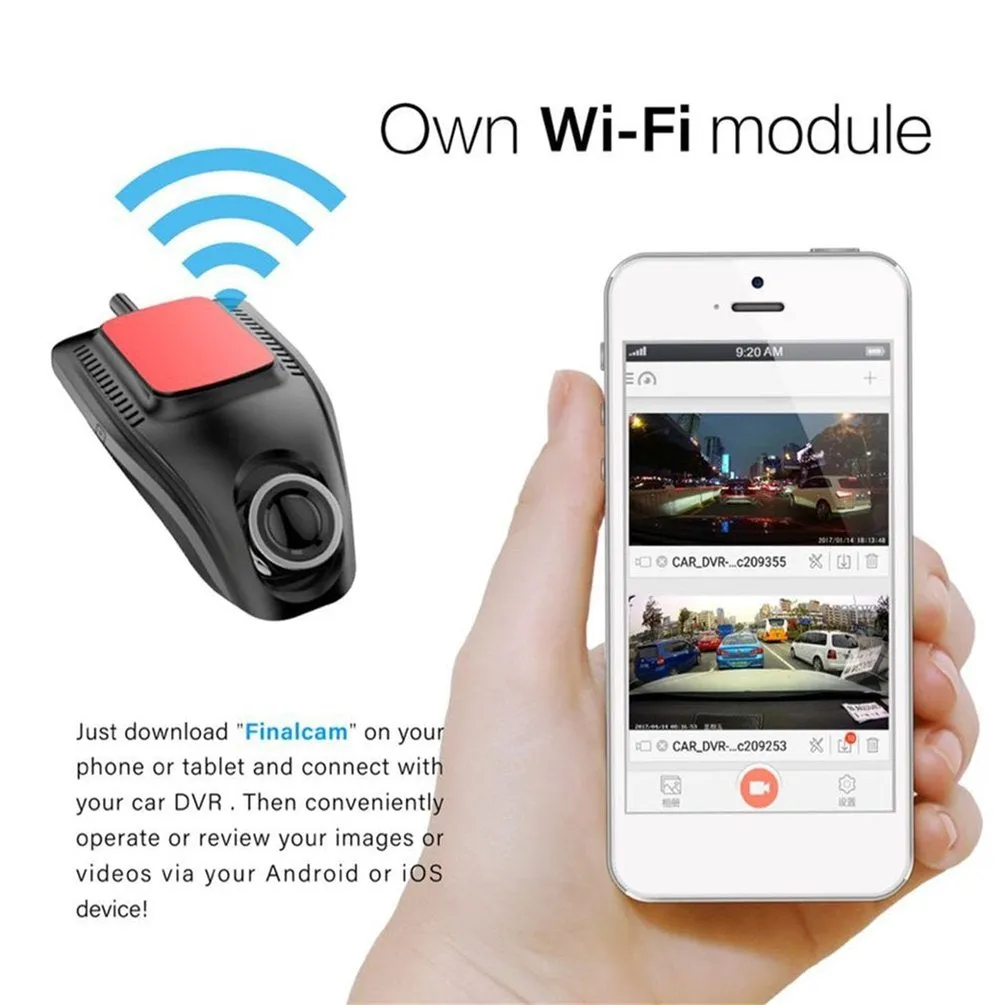 Dash Cam voiture DVR enregistreur caméra avec Wifi Full HD 1080p grand angle lentille G capteur vision nocturne
