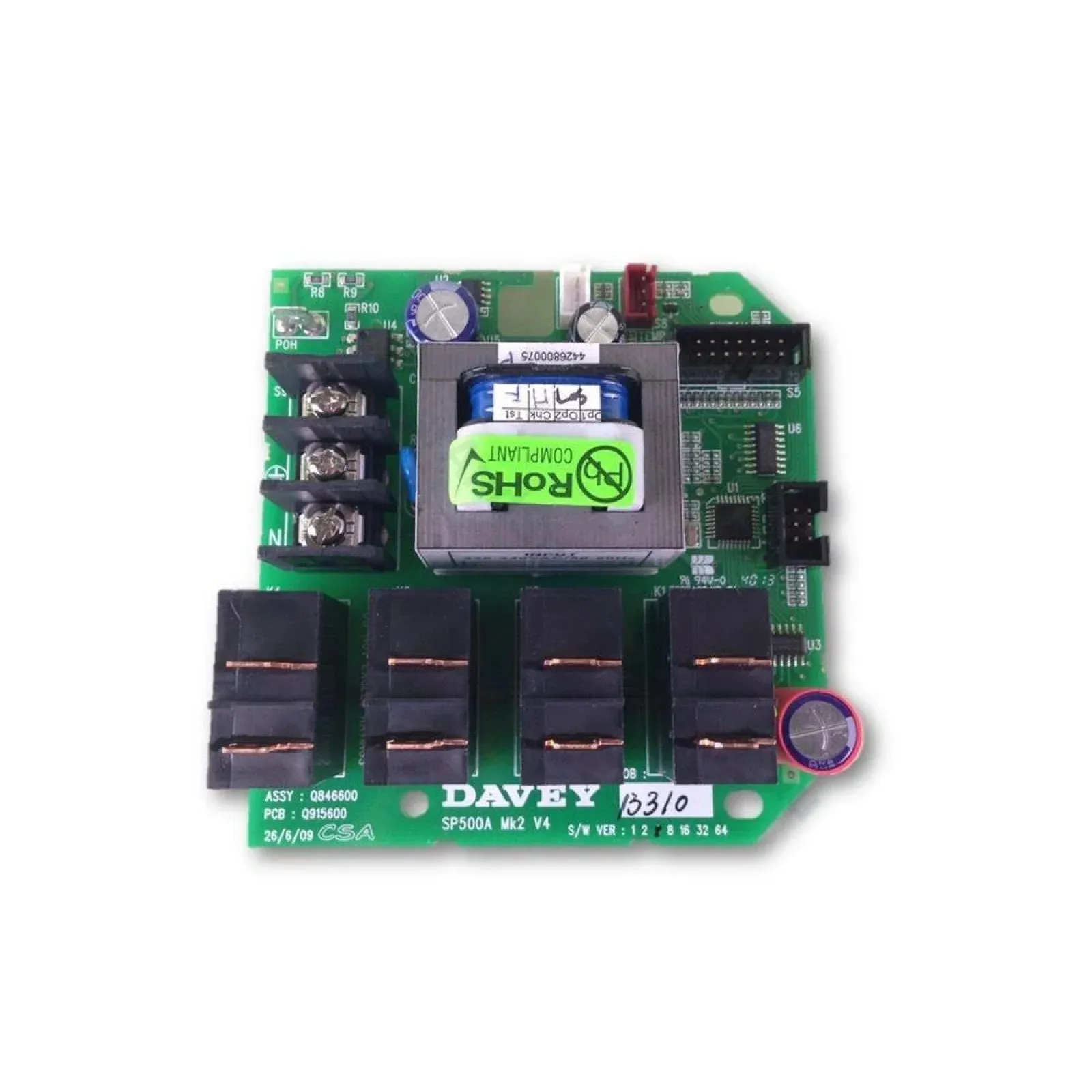 Davey SpaQuip Spa Power 500 54500 Circuit Board - SP500 MKII PCB