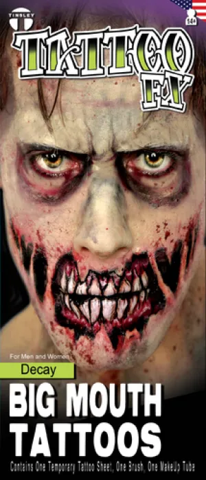 Decay Big Mouth Temporary Face Tattoo