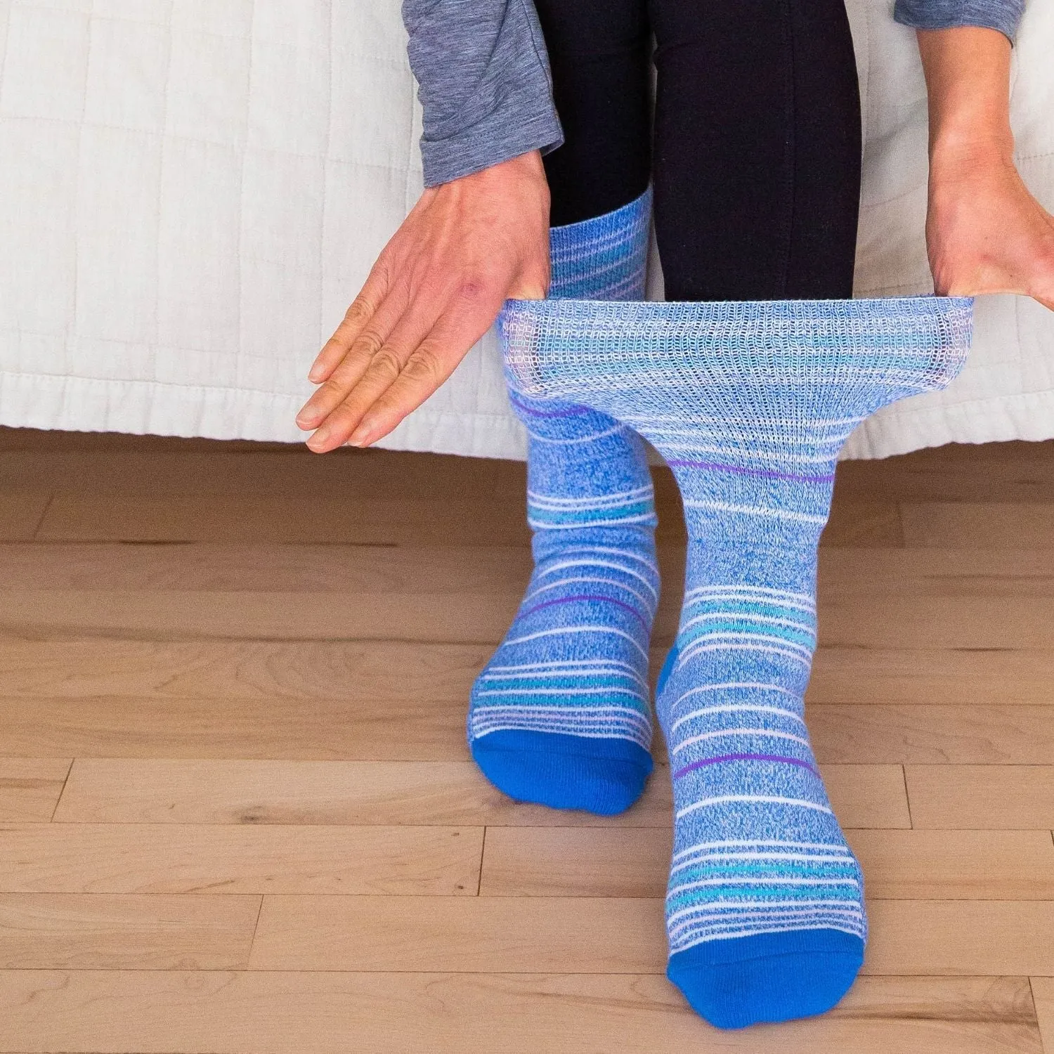Diabetic Socks - Sky Blue Stripes