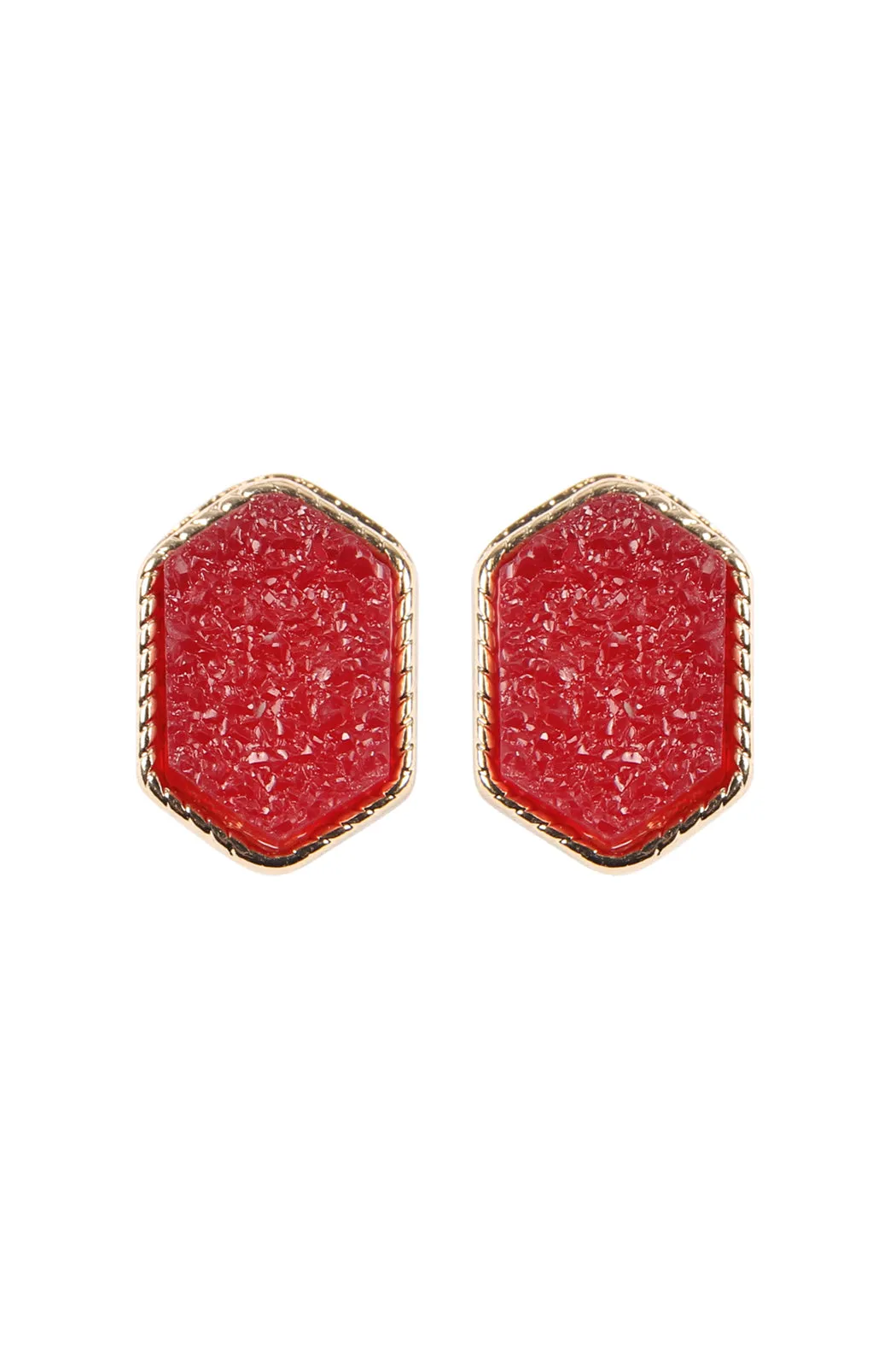 DRUZY HEXAGON POST EARRINGS