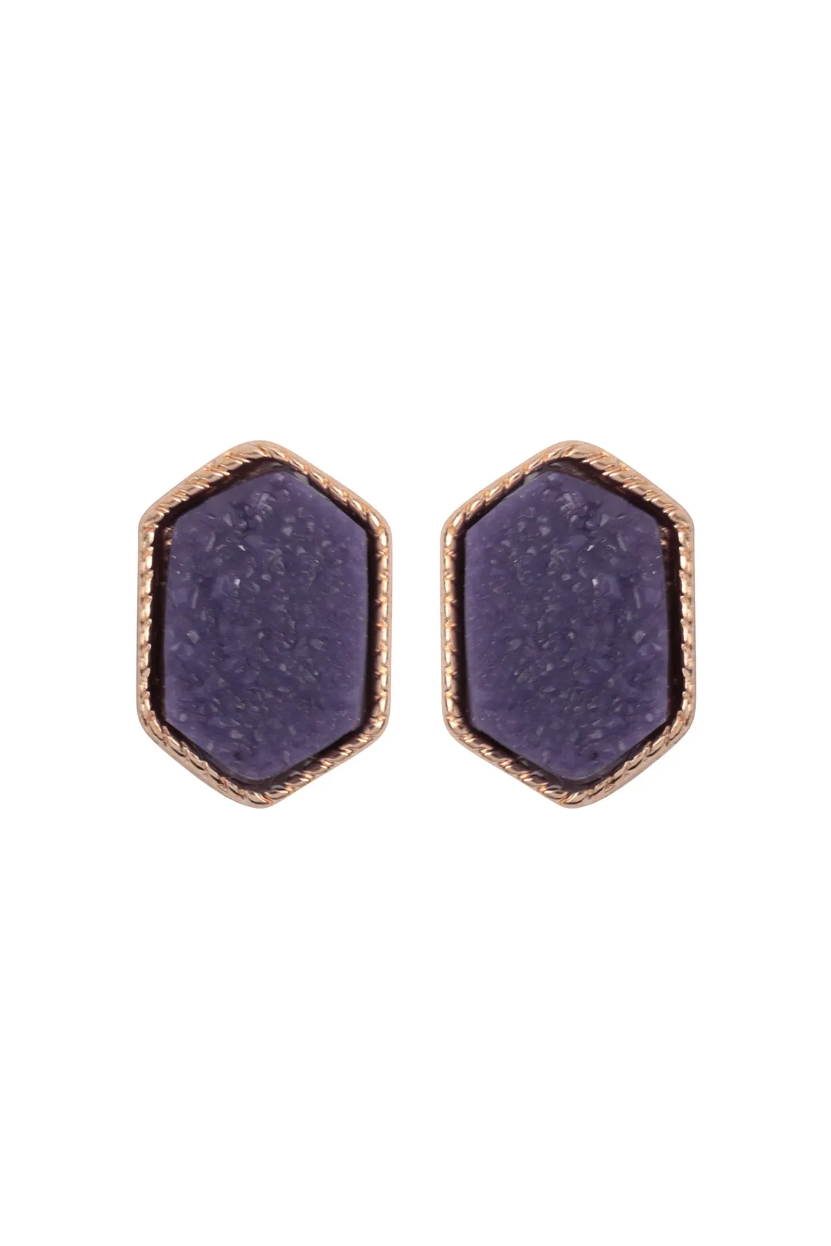 DRUZY HEXAGON POST EARRINGS