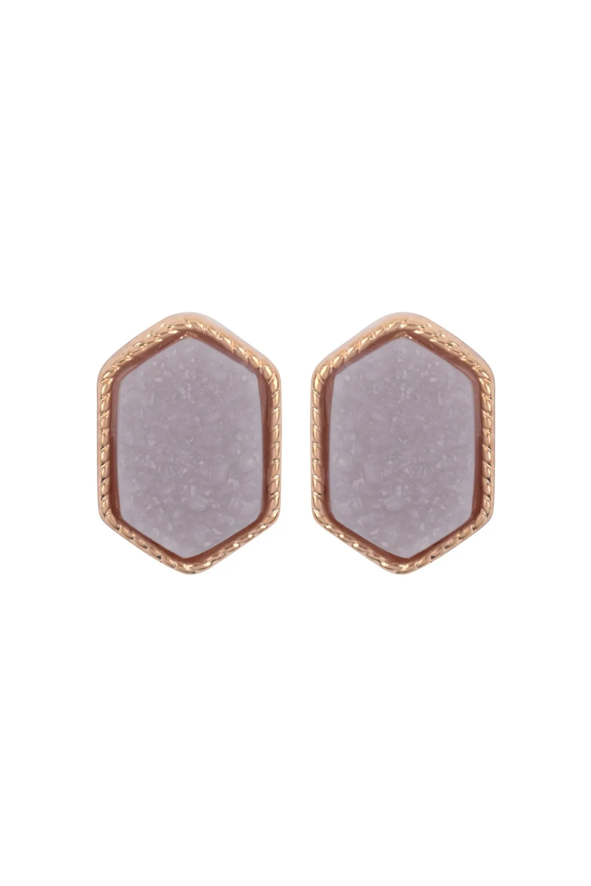 DRUZY HEXAGON POST EARRINGS