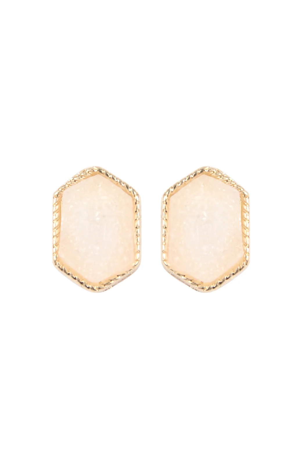 DRUZY HEXAGON POST EARRINGS