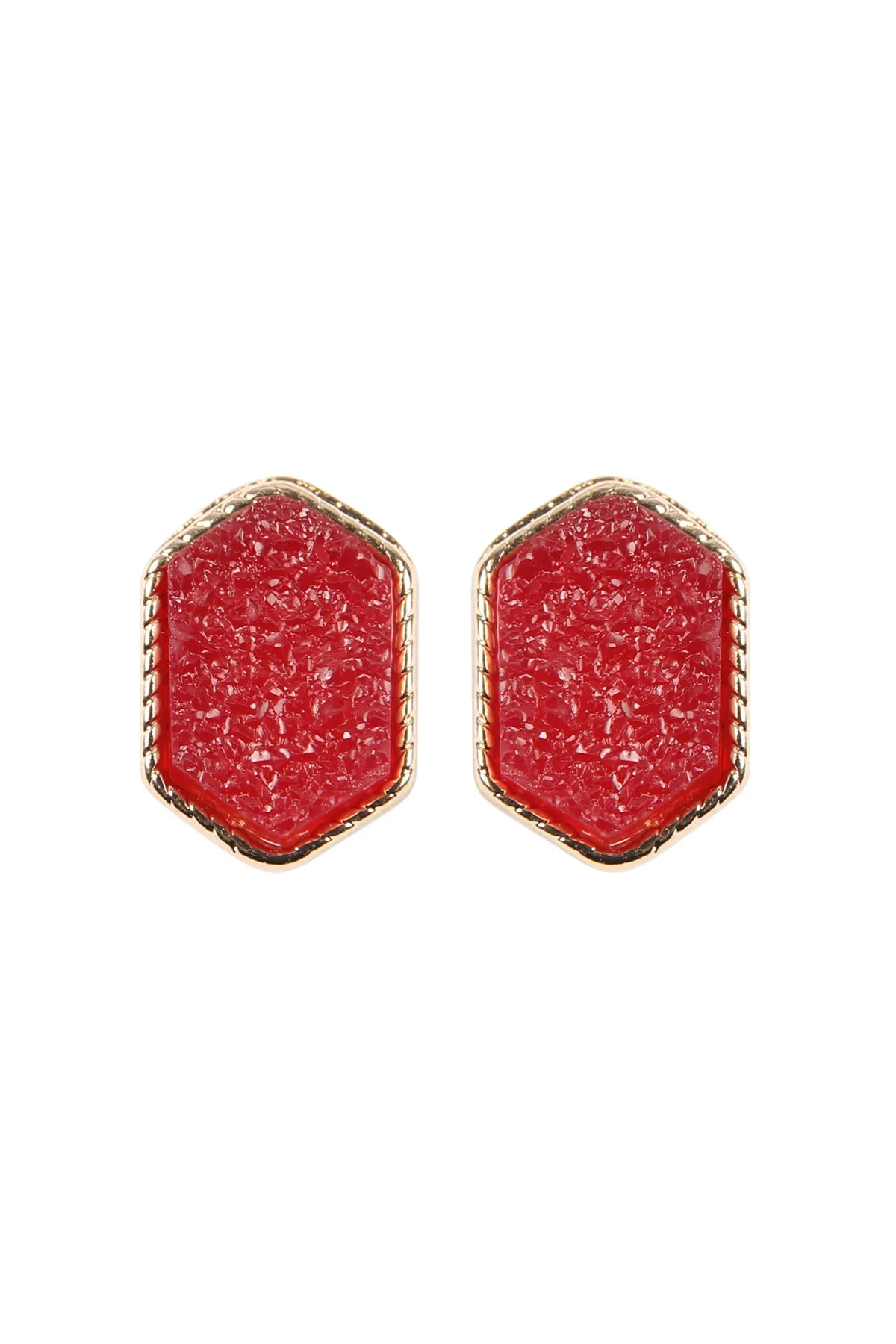 DRUZY HEXAGON POST EARRINGS