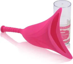 Female Urinal, Pee Funnel Silicone Portable Urinal with Storage Tube Ideal for Camping Travel Festivals Outdoor Activities - (Pink)