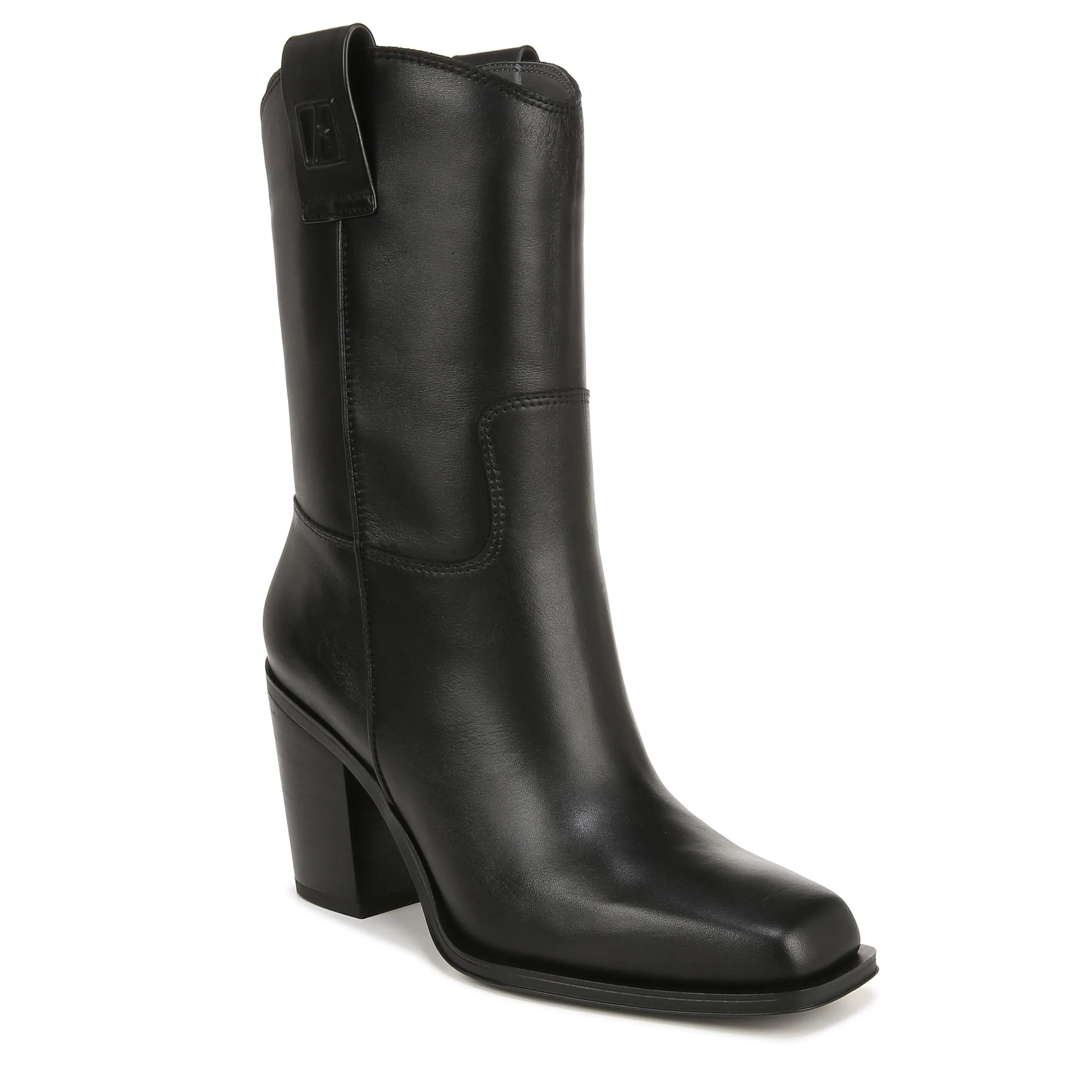 Franco Sarto Womens Valor Square Toe Mid Calf Heeled Boots Black Leather 8.5 M