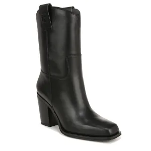 Franco Sarto Womens Valor Square Toe Mid Calf Heeled Boots Black Leather 8.5 M