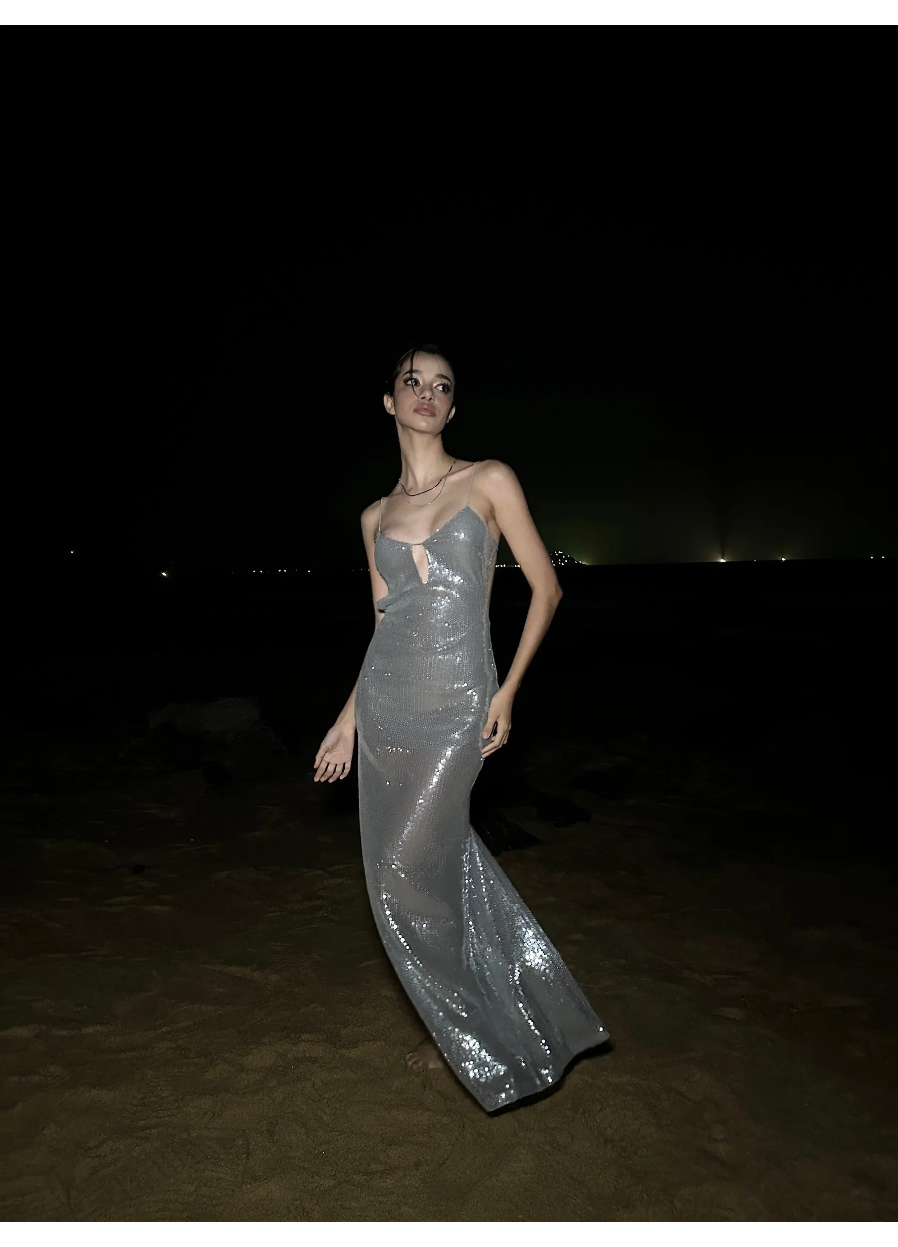 Galaxy Sequin Keyhole Slip Dress