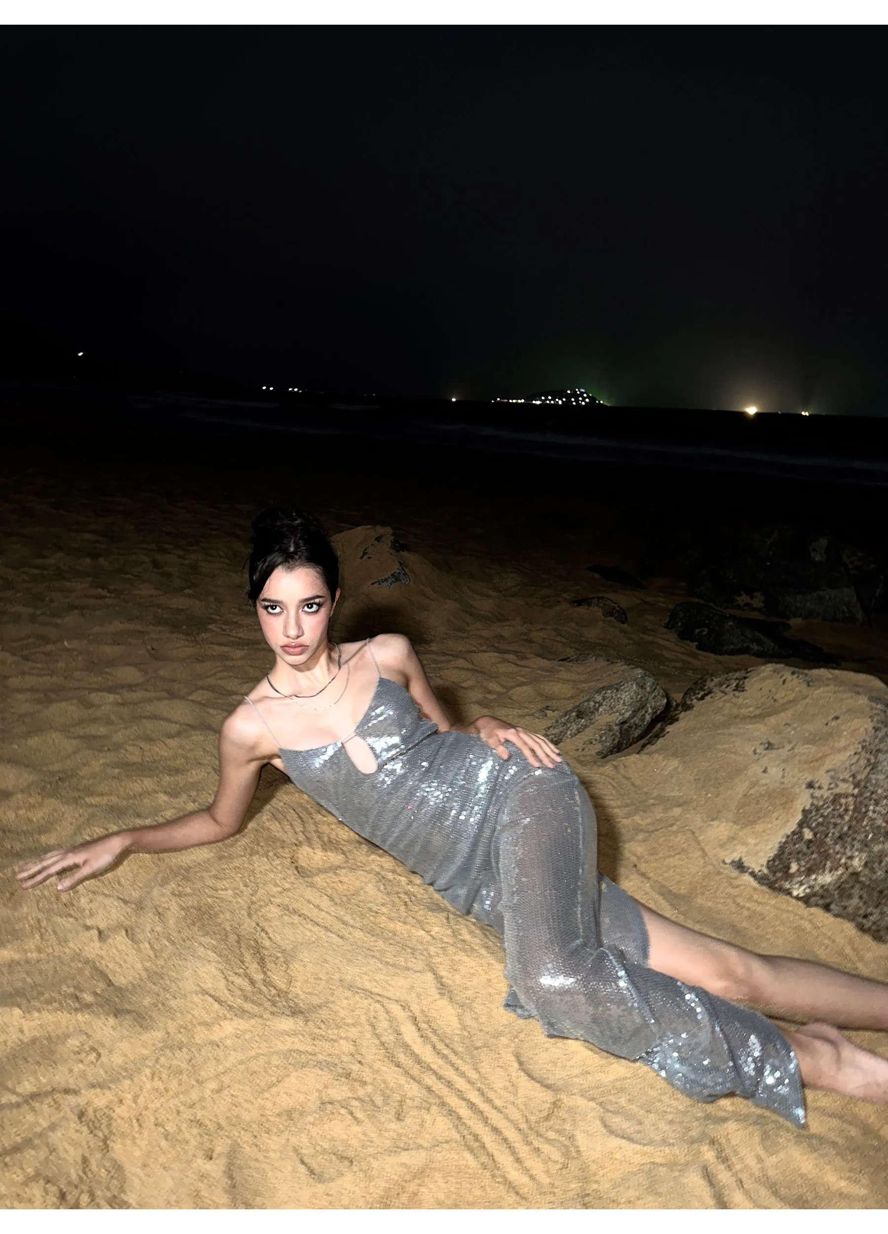 Galaxy Sequin Keyhole Slip Dress