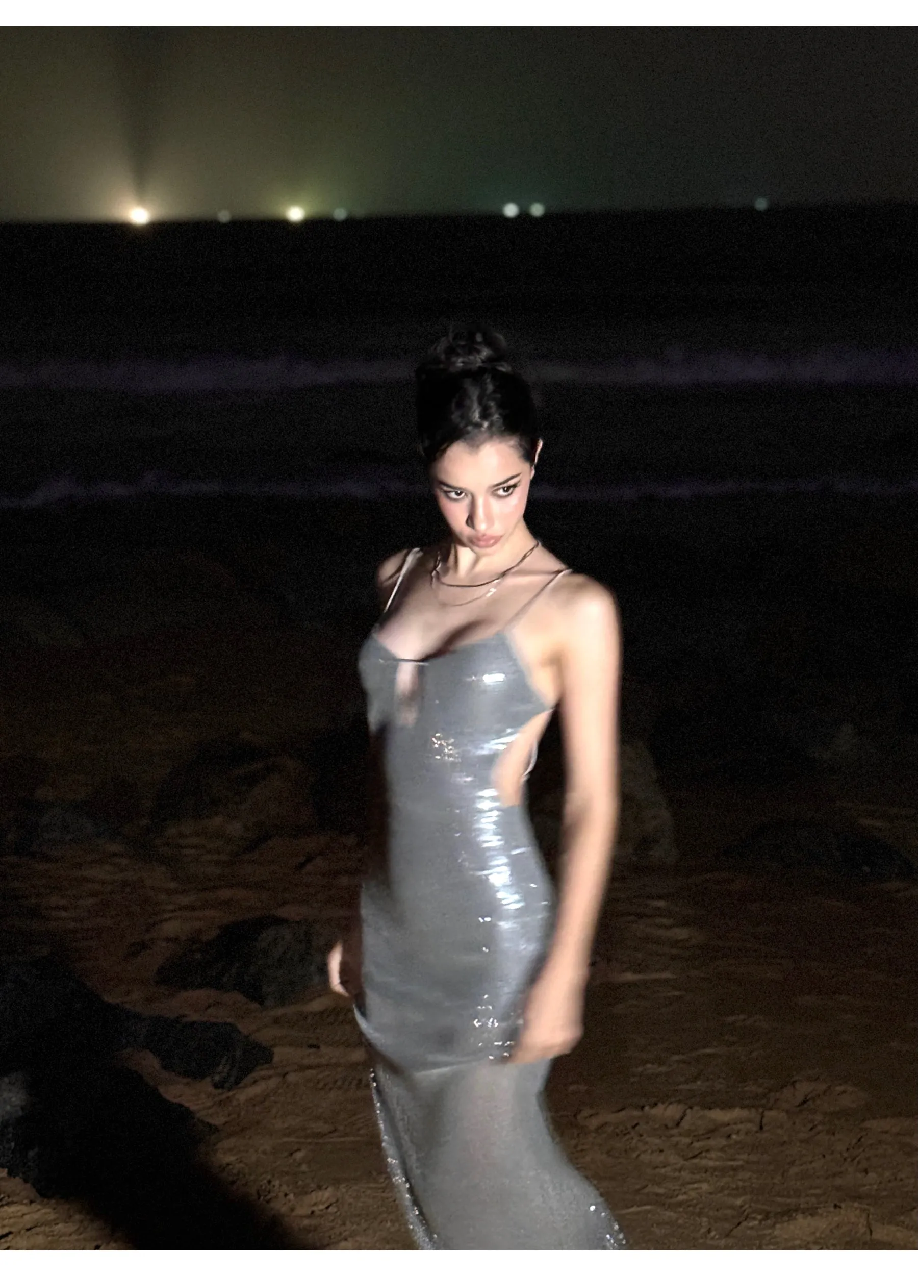 Galaxy Sequin Keyhole Slip Dress