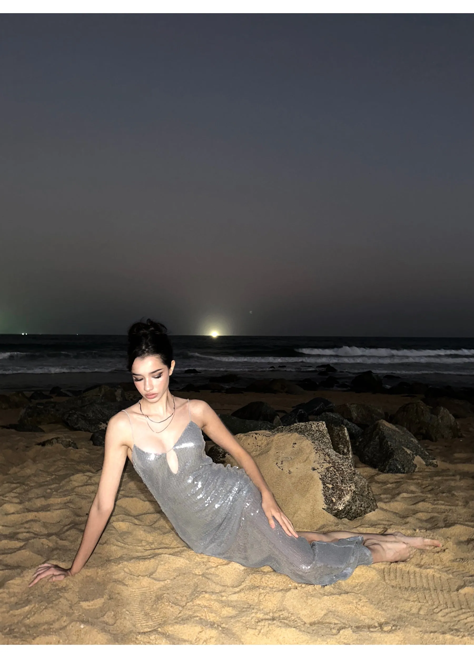 Galaxy Sequin Keyhole Slip Dress