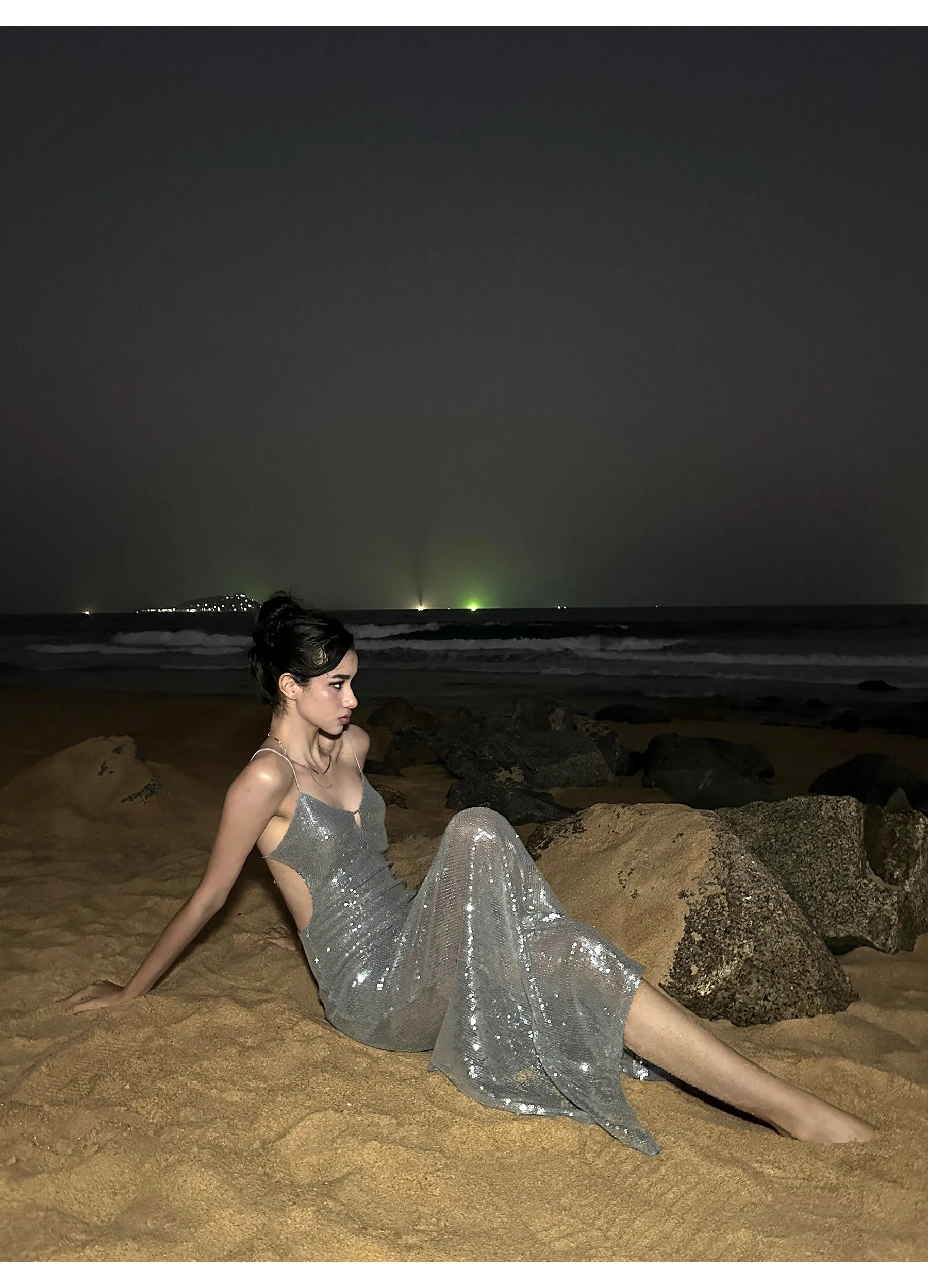 Galaxy Sequin Keyhole Slip Dress