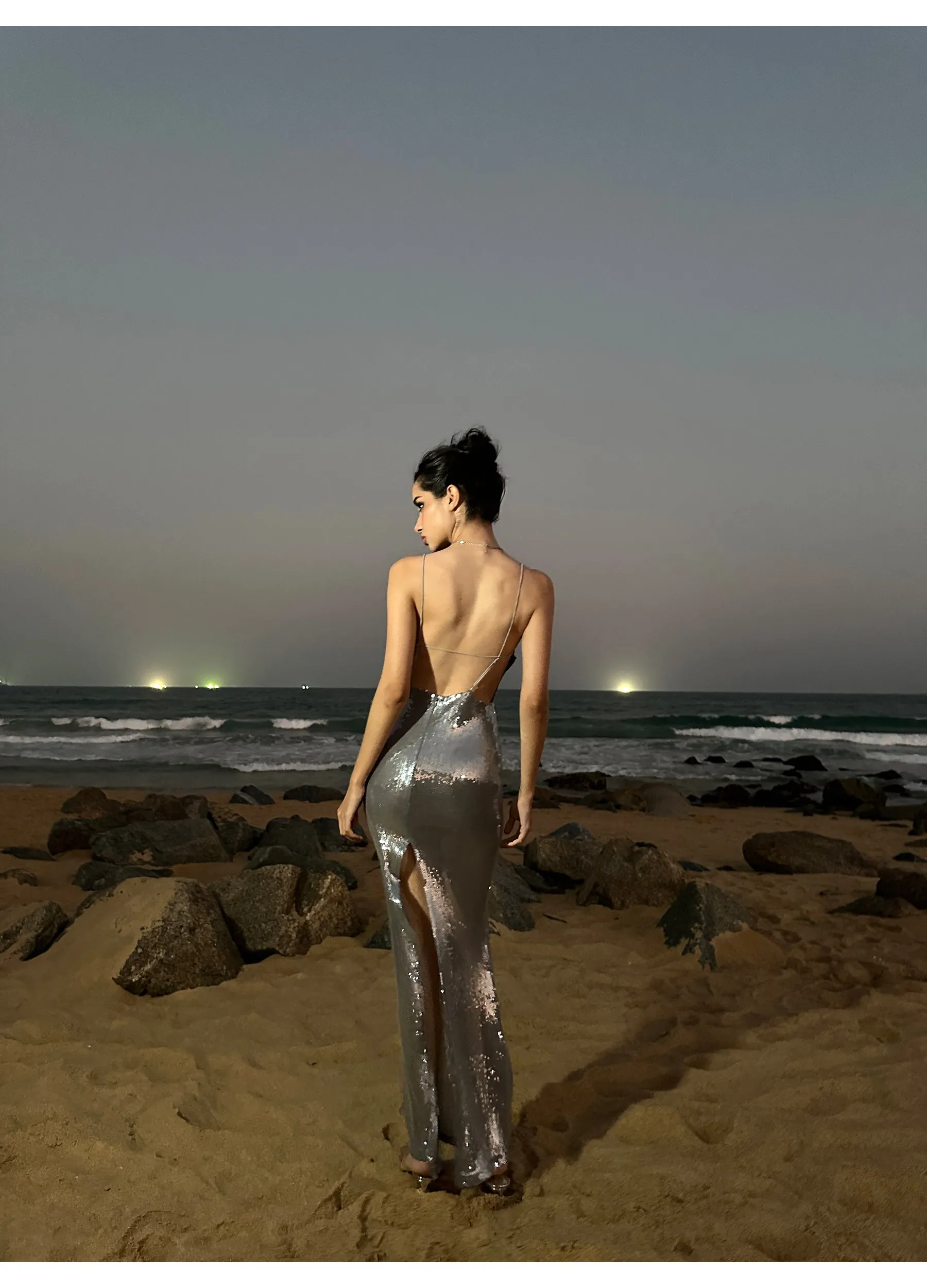 Galaxy Sequin Keyhole Slip Dress