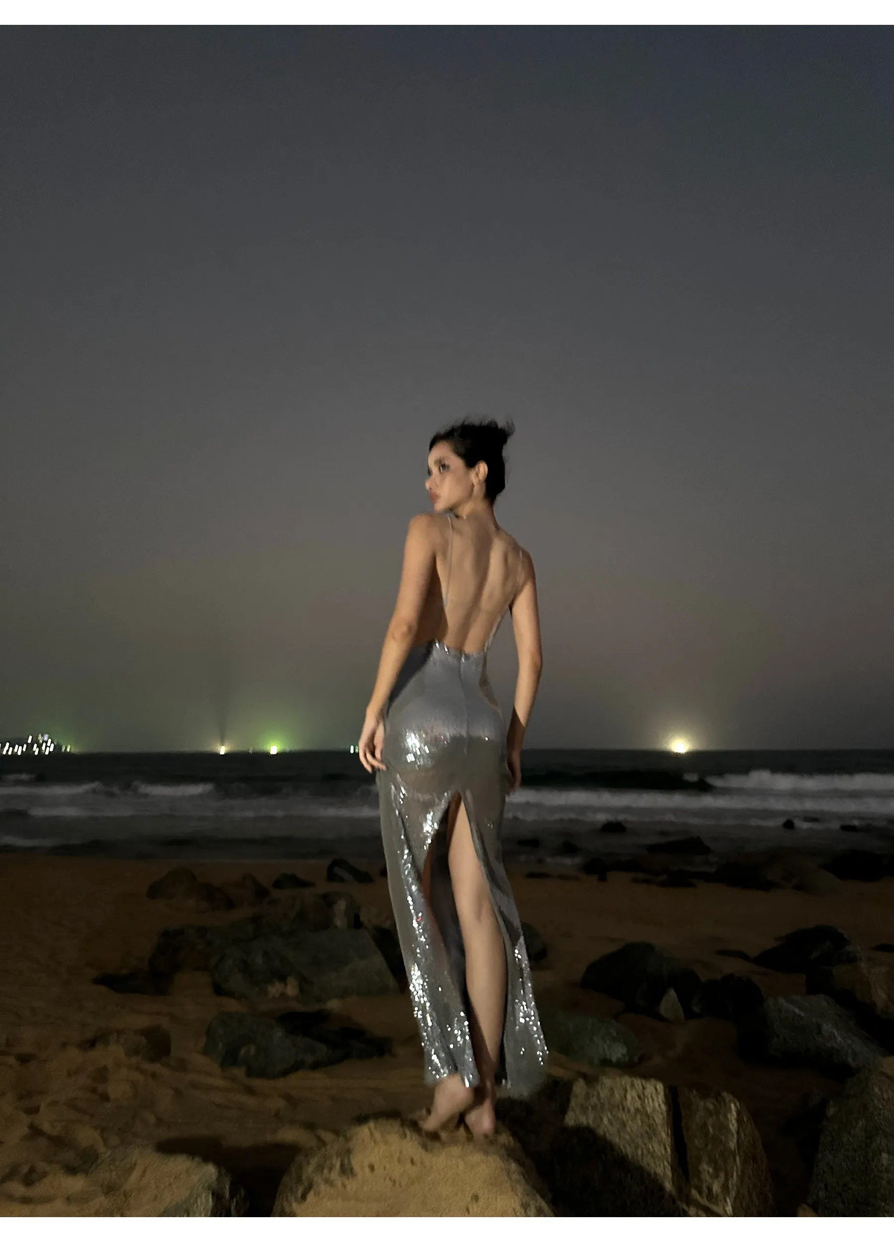 Galaxy Sequin Keyhole Slip Dress