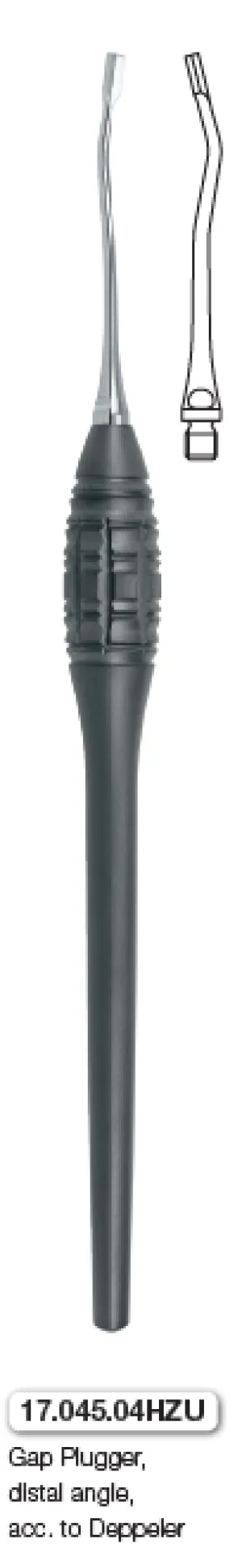 Gap Plugger, distal angle, with touch grip handle (17.045.04HZU)