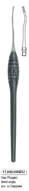 Gap Plugger, distal angle, with touch grip handle (17.045.04HZU)