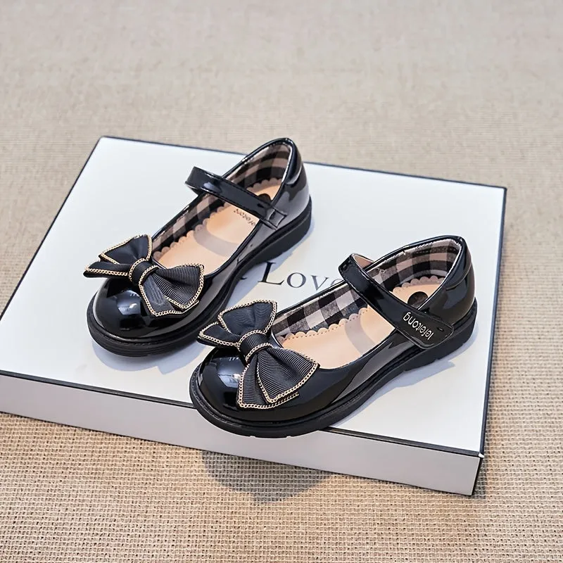 Girls Mary Jane Flats with Bowknot Decoration